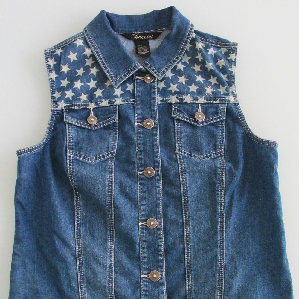 Baccinni Women's Sleeveless Denim Shirt Size Large
